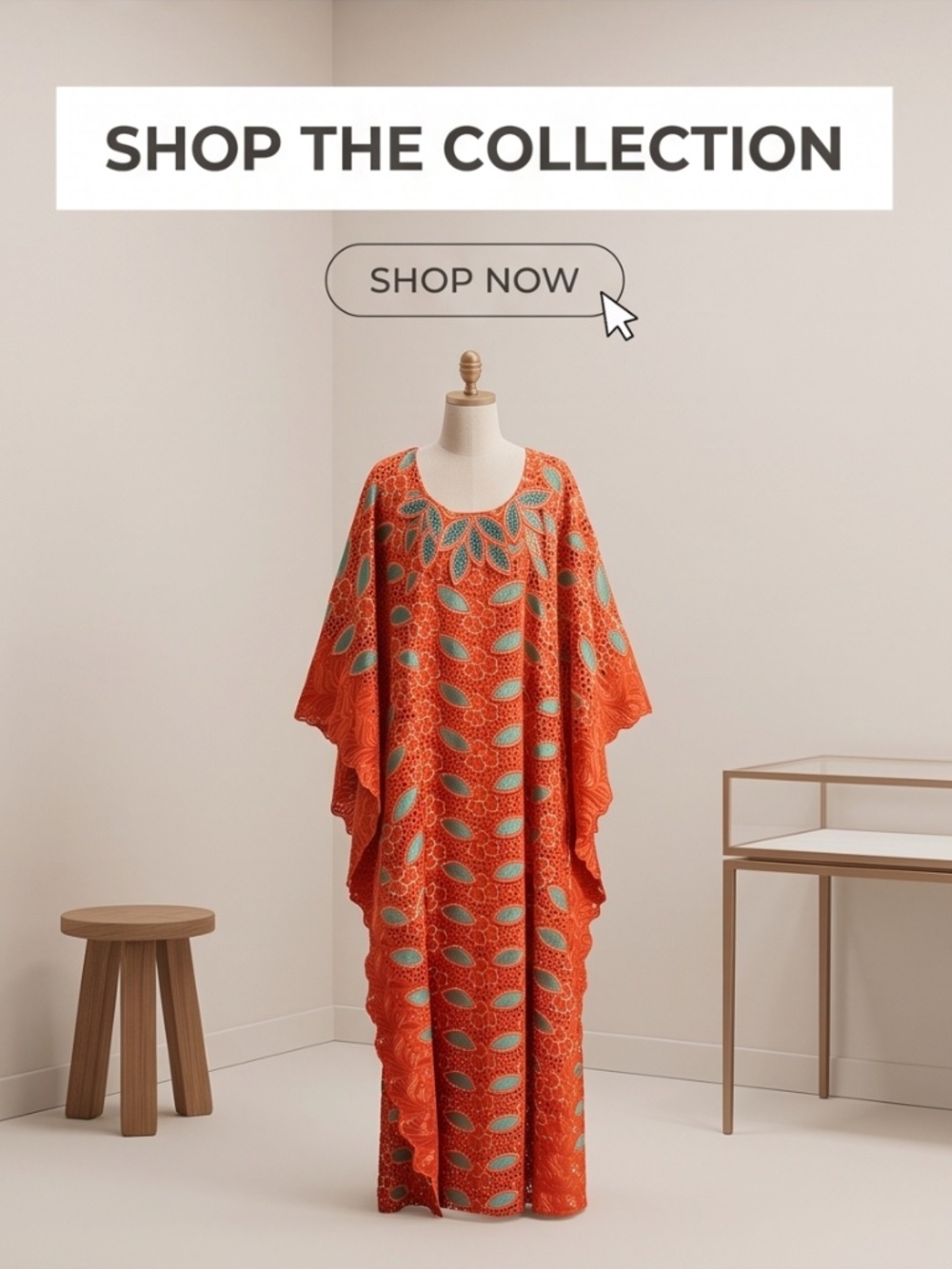 Never Worn Orange and Teal Colored Congolese Dress